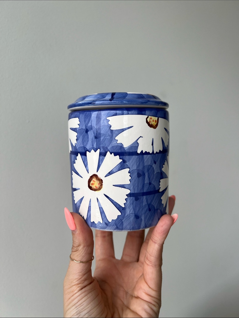 Ceramic Floral Canister Lidded Jar Vintage